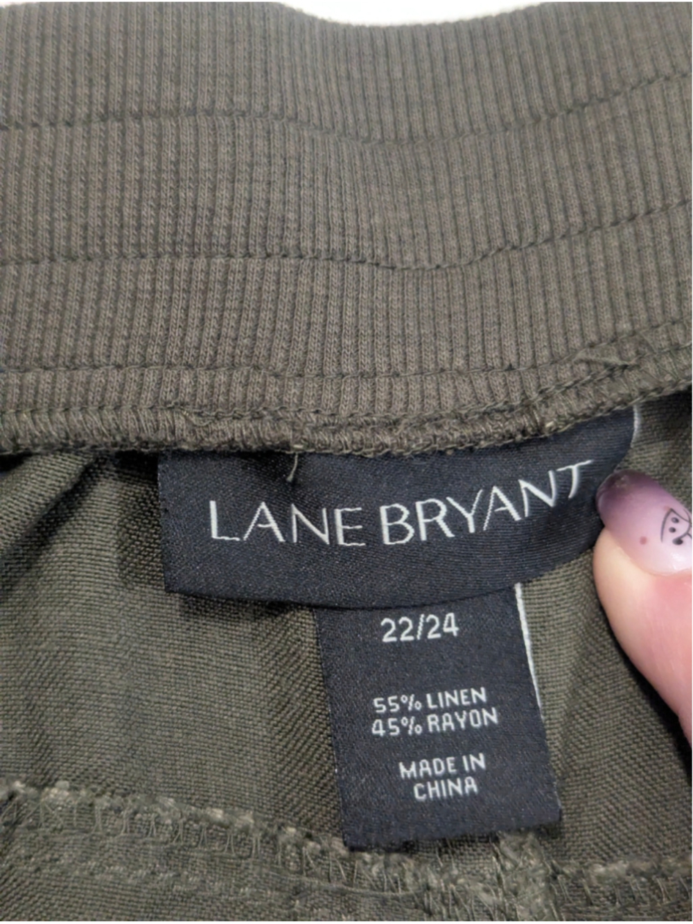 Lane Bryant Linen Cropped Pants Olive Size 22 24 - Picture 3 of 10